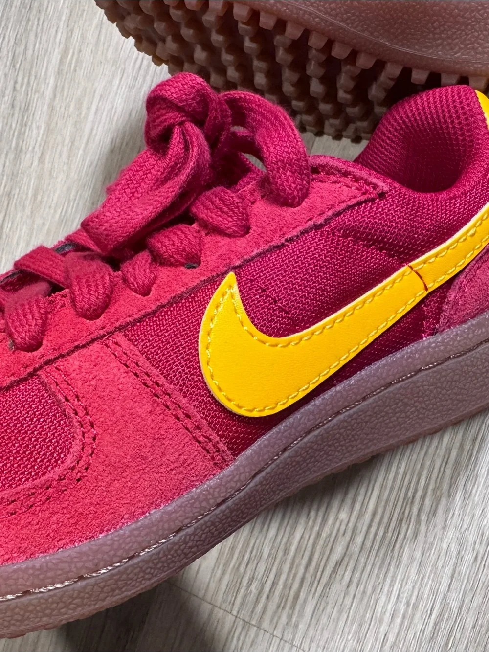 Nike kids Red/Maroon & Yellow Low-Top Sneakers 1Y